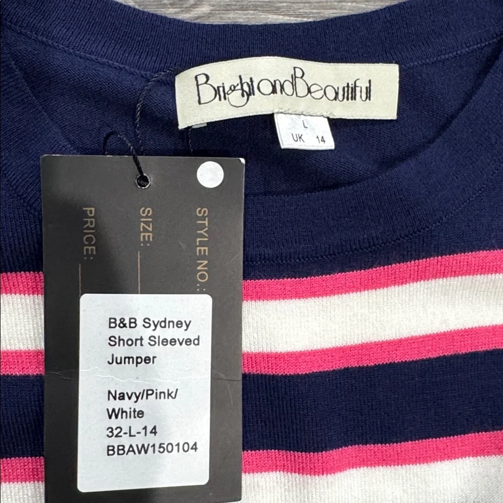 NWT Retro Bright and Beautiful Striped Sweater Size UK 14 US 10 *Runs Small NEW - Picture 3 of 6